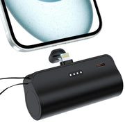 Fast Charging Mini Portable Charger 5000 mAh for IPhone, Built-in cables