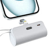 Fast Charging Mini Portable Charger 5000 mAh for IPhone, Built-in cables - White