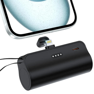 Fast Charging Mini Portable Charger 5000 mAh for IPhone, Built-in cables