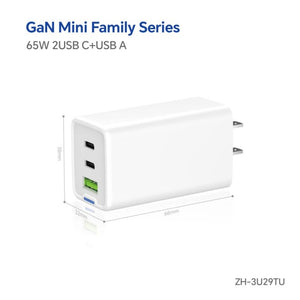 65W 3 Port USB-C GaN Fast Charger