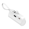 Fast Charging Mini Portable Charger 5000 mAh for IPhone, Built-in cables - White