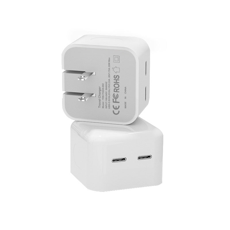 35W Compact, Foldable Dual Port Travel Charger
